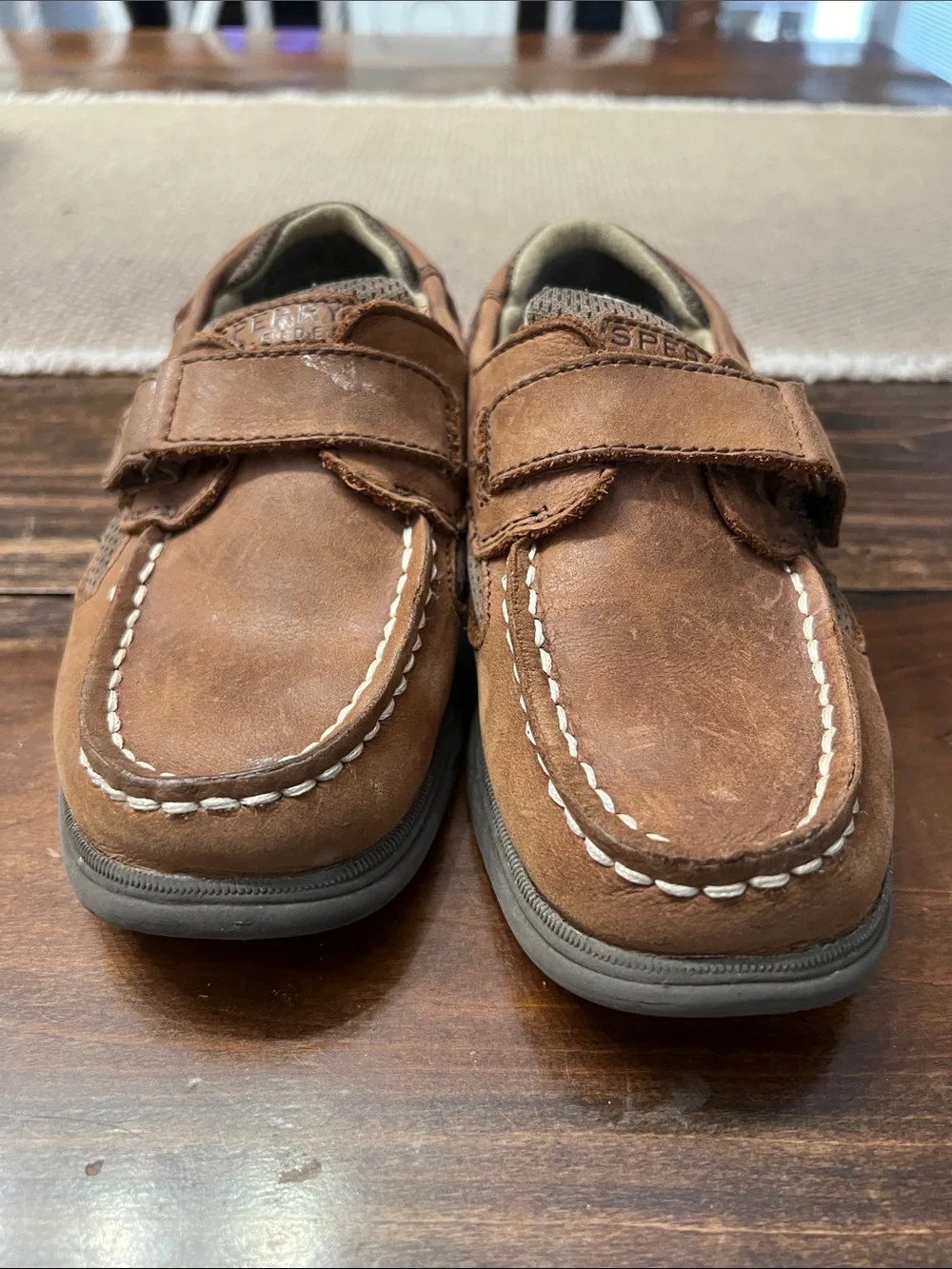 Sperry Boys Brown Hook-and-Loop Moccasin Shoes